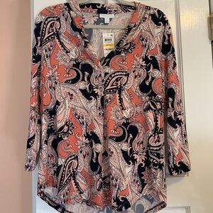 NWT! Charter Club Patterned Paisley Blouse